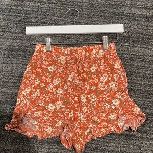 American Eagle Floral Orange Shorts Small